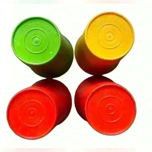 4 Vintage Tupperware #109 Classic Tumblers 7oz Cups Green Yellow Orange - Picture 2 of 3
